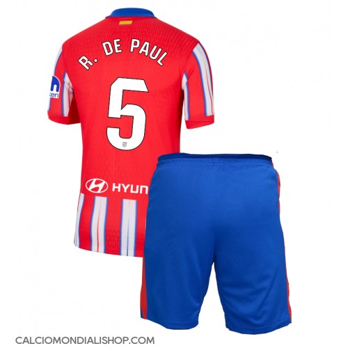 Maglie da calcio Atletico Madrid Rodrigo De Paul #5 Prima Maglia Bambino 2024-25 Manica Corta (+ Pantaloni corti)